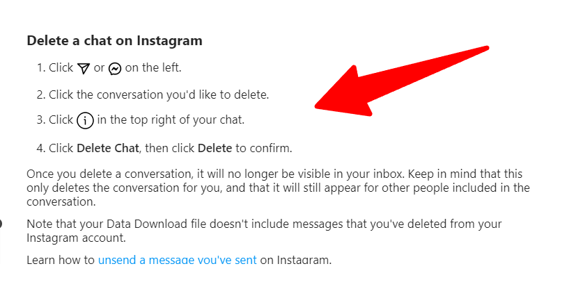 Delete chat on instagram 